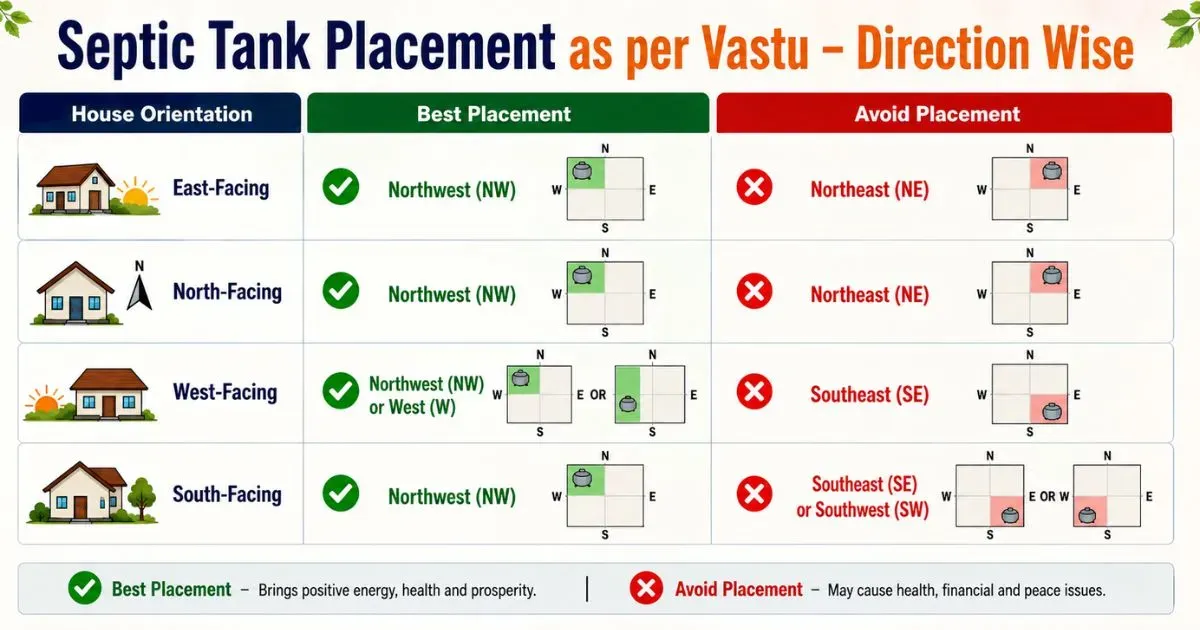Septic Tank Placement as per Vastu - Direction Wise